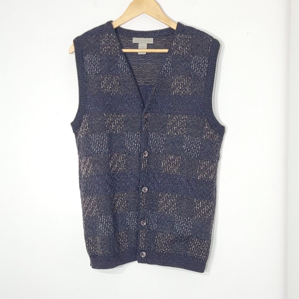 Vintage Retreat Multicolored Unisex Knitted Sleeveless Button Down Vest Gradpa